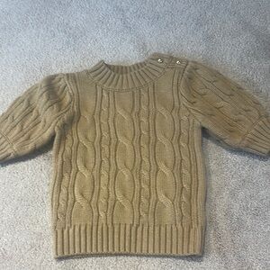 Tan Cable Knit Sweater with Button Detail